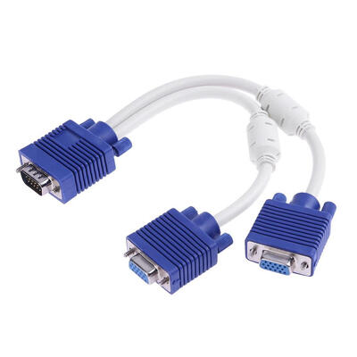 

1pc VGA Male to 2pcs VGA Female Y Splitter Cable with Double Magnet Rings