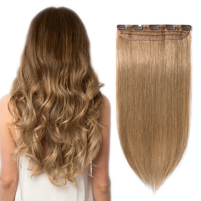 

100 Human Hair 1Pcs Clip In Hair Extensions 16"-24" 15 Colors Can Curly Dyed Washed
