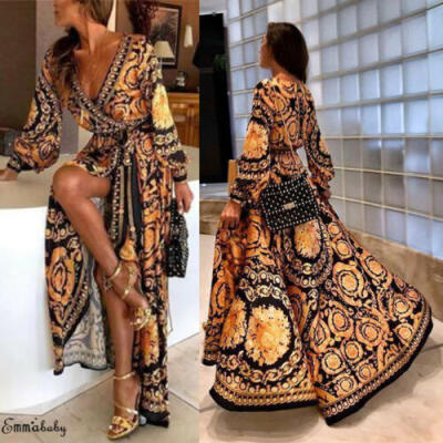 

Summer Women Vintage Boho Long Maxi Evening Party Beach Dress Floral Sundress