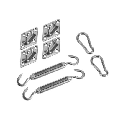 

8pcsSet Silver Stainless Steel Sun Shade Sail Hardware Kit Installation AccessoriesSun Shade Hardware Kit