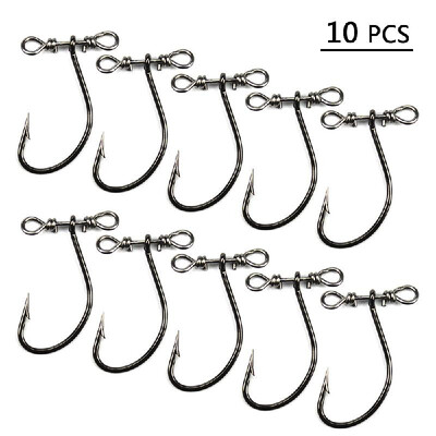 

10PCS 20PCS Barbed Fishing Hook Carbon Steel Fishing Hook Worm Soft Bait Hooks Jig Fishing Hooks with Swivel