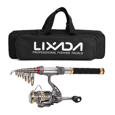 

Fishing Rod Reel Combo Carbon Fiber Telescopic Fishing Pole Spinning Reels Fishing Carrier Bag 100M Fishing Line Lures Hooks Jig H