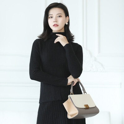 

QIANMUCHUN womens pile collar cashmere woolen sweater comfortable soft 5781
