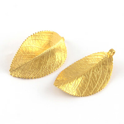 

304 Stainless Steel Leaf Pendants Golden 28x175x1mm Hole 3mm