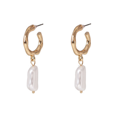 

2019 ZA Pearl Hoop Earrings for Women Big Round Circle Hanging Earrings Heart Wedding Bridal Jewelry Wholesale Bijoux