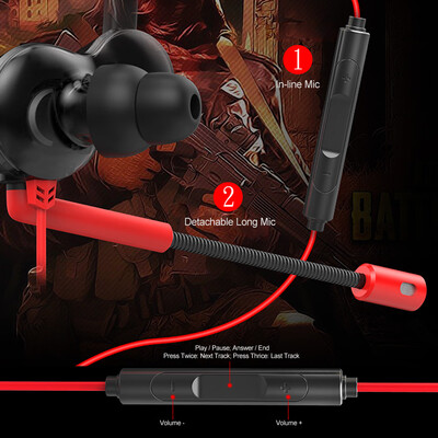

V6 35mm Gaming Headset In Ear Dynamic Dual Driver Earphone Stereo Music Headphone Noise Isolating with Detachable Microphone for