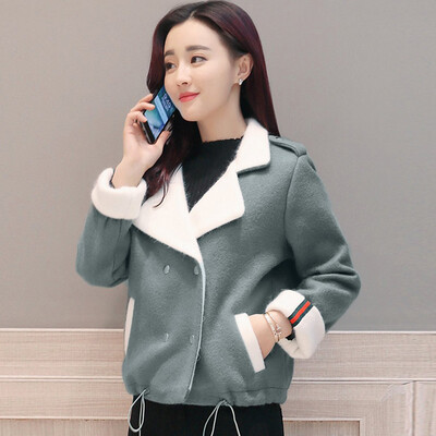 

Cypress House 2018 Winter New Womens Lapel Casual Simple Contrast Small Fresh Fashion Short Jacket Wool Coat S84R0032DA262XL Bean Green