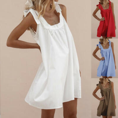 

Womens Summer Pullover Plain Baggy T-Shirt Dress Tops Ladies Sundress Size