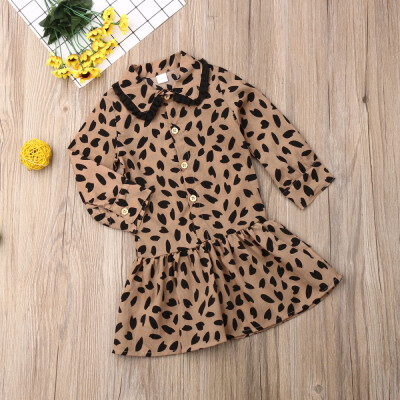 

Toddler Kid Baby Girl Leopard Print Clothes Long Sleeve Lace Party Tutu Dress