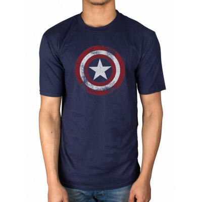 

Captain America Distressed Shield Logo Top Blouse Marvel Comics Adult Shirt M-2XL Navy