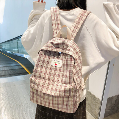 

The Japanese Department of Ancient Feelings Girls Schoolbag Female Campus Korean College Students Mori Small Plaid Canvas ins Shou