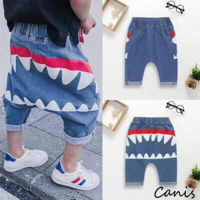 

Infant Toddler Baby Boys Long Harem Jeans Pants Denim Shark Trouser Bottoms Cool