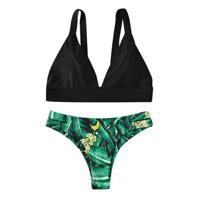

Roseonmyhand Women Sexy Leaves Print Bikini Push-Up Pad Swimwear Bathing Beachwear Set