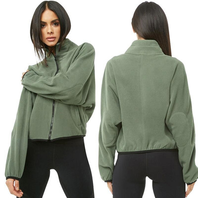 

New Women Loose Warm Hoodies Fleeces Solid Color Zipper High Collar Long Sleeve Sweatshirt