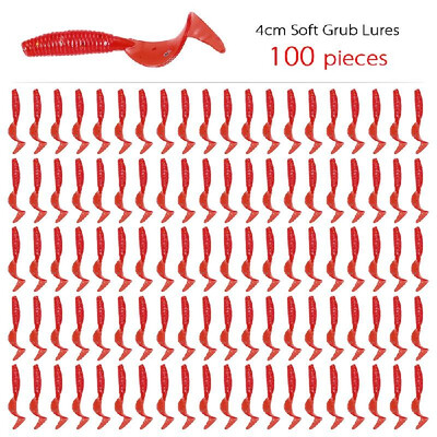 

100pcs 4cm Soft Artificial Fishing Lures Swimbait Tail Grub Lures Worm Moggot Grub Lures Baits