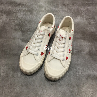 

Home 2019 Strawberry Canvas Shoes Female White Shoes Female Joker Korean Popular ulzzang Shoes