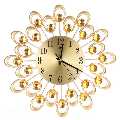 

Inlaid Diamond Flower Living Room Silence Bedroom Metal Wall Clock