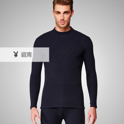

Playboy PLAYBOY autumn&winter thermal underwear mens autumn clothing long trousers mens suit plus velvet thickening collar Dongli velvet underwear Navy
