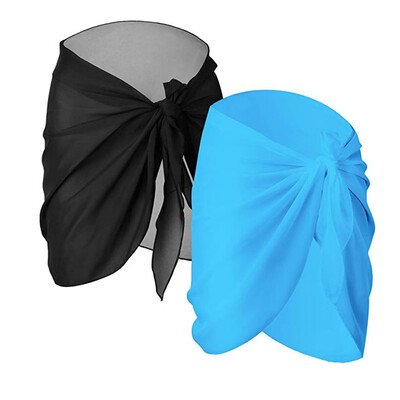 

Roseonmyhand 2 Pieces Women Solid Beach Wrap Sarong Cover Up Chiffon Swimsuit Wrap Skirts