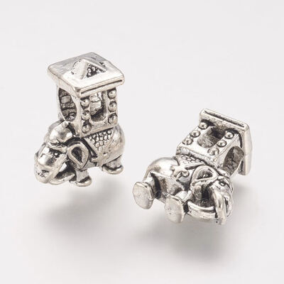 

Tibetan Style Alloy European Beads Elephant Antique Silver 19x13x75mm Hole 45mm
