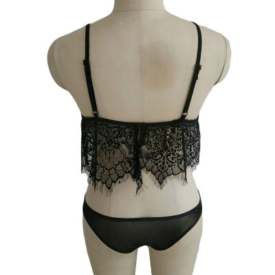 

Toponeto Fashion Women Sexy Lingerie Corset Lace Flower Push Up BraPants Set Underwear