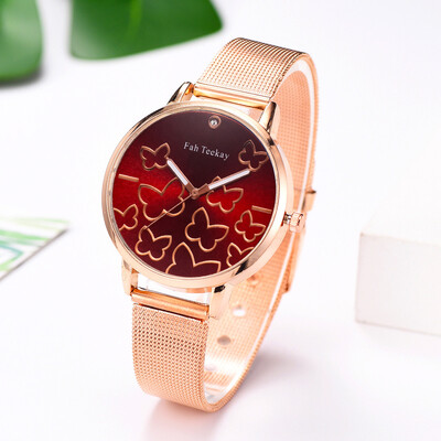 

RM Fashion Butterfly Flying Dance Dial Without Scale Ladies Mesh With Quartz Watch