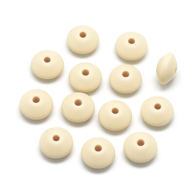 

Food Grade Environmental Silicone Beads Chewing Beads For Teethers DIY Nursing Necklaces Making Rondelle Wheat 12x67mm Hole