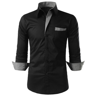 

Plaid-trim Long Sleeve Shirt