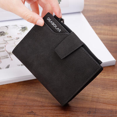 

Fashion Portable Small PU Leather Zipper Short Wallet Change Purse Cash Coin Pocket Pouch For Students Girls