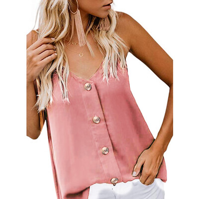 

Starmoon Fashion Womens V-neck Vest Sleeveless Button Shirt Blouse Casual Tank Tops