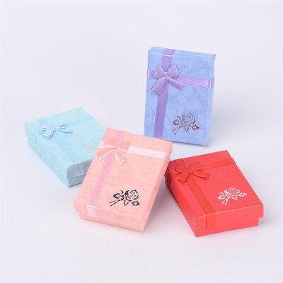 

PH PANDAHALL 12 Pcs Mixed Color Rectangle Cardboard Pendant Jewelry Gift Boxes with Bowknot