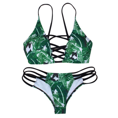 

Roseonmyhand Women Swimwear Bandage Bikini Set Push-up Padded Bra Bathing Suit Swimsuit