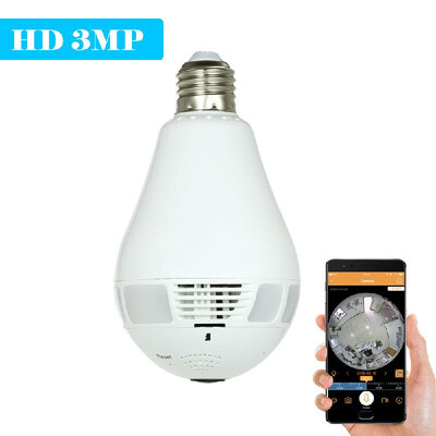 

3MP HD Wireless Wifi VR Light Bulb IP Camera 360 Degree Full View 144MM Lens Fish Eye Panoramic Indoor Security CCTV Camera Suppo