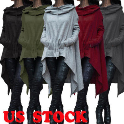 

Long Hoodie Fleece Loose Tunic Top Womens Pullover Hooded Sweatshirt Oversized