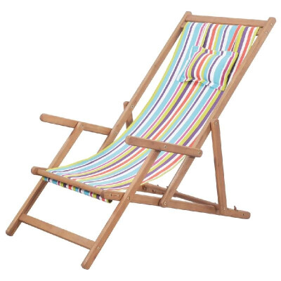 

Folding Beach Chair Fabric&Wooden Frame Multicolor