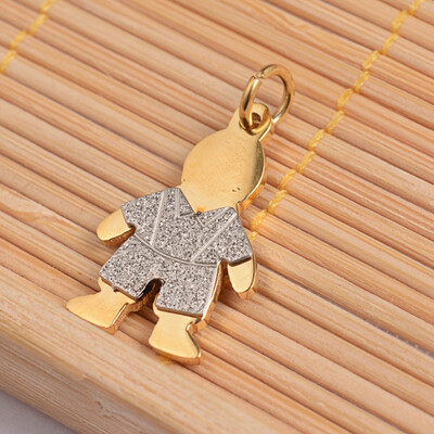 

Boy 304 Stainless Steel Textured Pendants Golden & Stainless Steel Color 19x12x15mm Hole 35mm