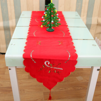 

Embroidery Poinsettia Table Runner Tablecloth Christmas Party Wedding Table Deco