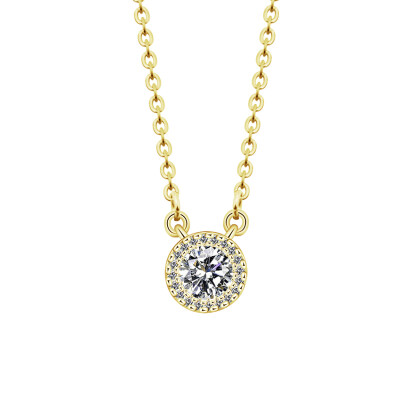 

Simple Round Pendant Gold Color Delicate Fashion Micro Pave Cubic Zirconia Diamonds Necklaces Jewellery For Women Girls