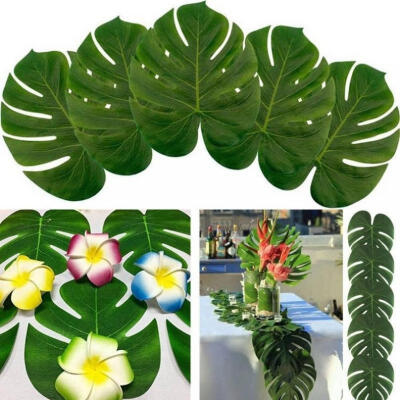 

12PCS Artificial Tropical Palm Leaves Hawaiian Luau Club Party Table Decor Bulk