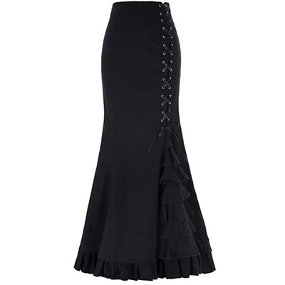 

Roseonmyhand Womens Fashion Solid Colour Vintage Bandage Mermaid Skirt