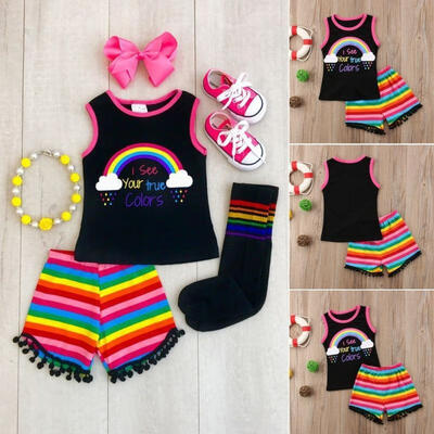 

Summer Baby Kids Girl Tops VestShorts Pants Beach Outfit 2PCS Clothes Set