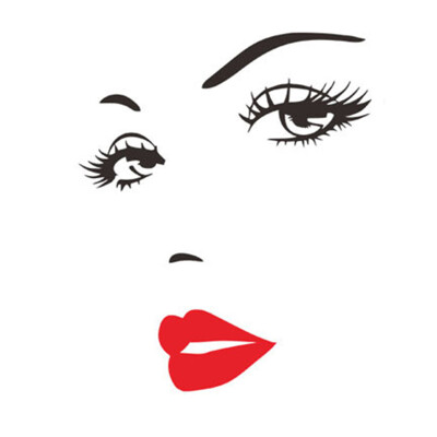 

Women Face Red Lips Art PVC Wall Sticker Living Room Bedroom Decals Home Decor