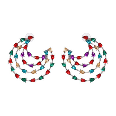 

JURAN Brand Hot Sale Bohemia Shiny Drop Earrings For Bridal Fashion Ethnic Charm Floral Statement Earrings Rhinestone Earrings