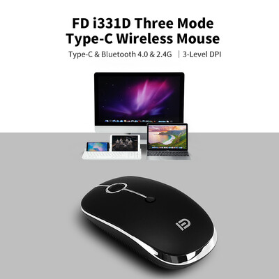 

FD i331D 3 Mode 2000DPI Rechargeable Adjustable Mouse Wireless Mice with 24G USB Type C Bluetooth 40 White