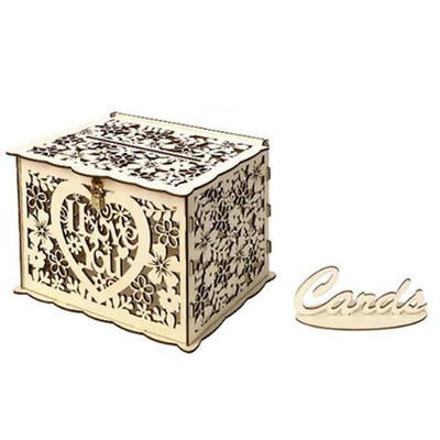 

Natural DIY Gift Money Box With Lock Beautiful Decoration Supplies For Birthday Party Wooden Wedding Card Box