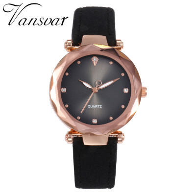 

Vansvar Vintage Leather Women Watches Luxury Top Brand Floral Pattern Casual Quartz Watch Women Clock Relogio Feminino Hot 533