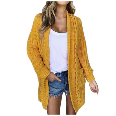 

Toponeto Women Casual Long Sleeve Solid Sweater Cardigan Coat With Pockets
