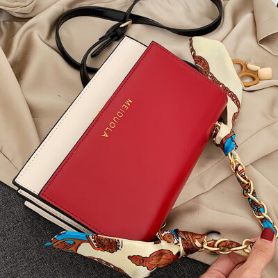 

Womens bag 2019 autumn new style small bag fashion small square bag silk scarf bag chain handbag single shoulder bag