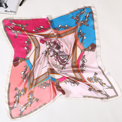

2018 small square scarf small silk scarf spring&summer new female decoration European&American simulation silk scarf printing square scarf collar FJ069