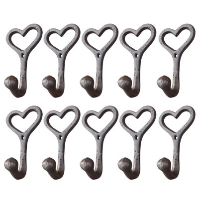 

5PCS Cast Iron Key Hook Heart Shaped Coat Hanger Hat Coat Holder Wall Mounted